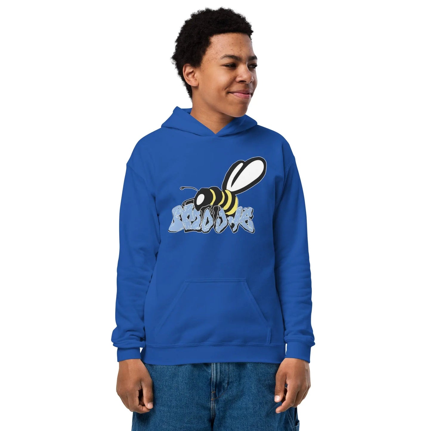 Beesmoove organic blue Youth heavy blend hoodie - Beesmoove