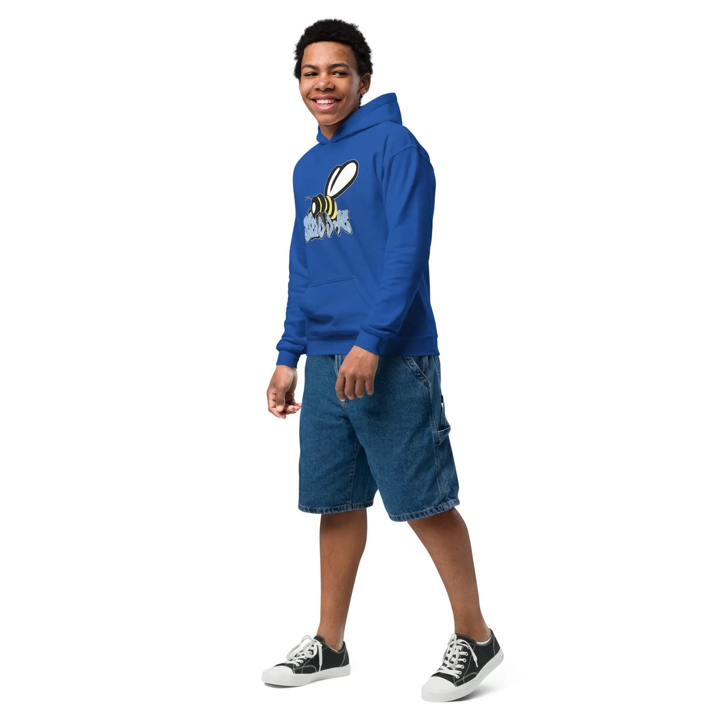 Beesmoove organic blue Youth heavy blend hoodie - Beesmoove