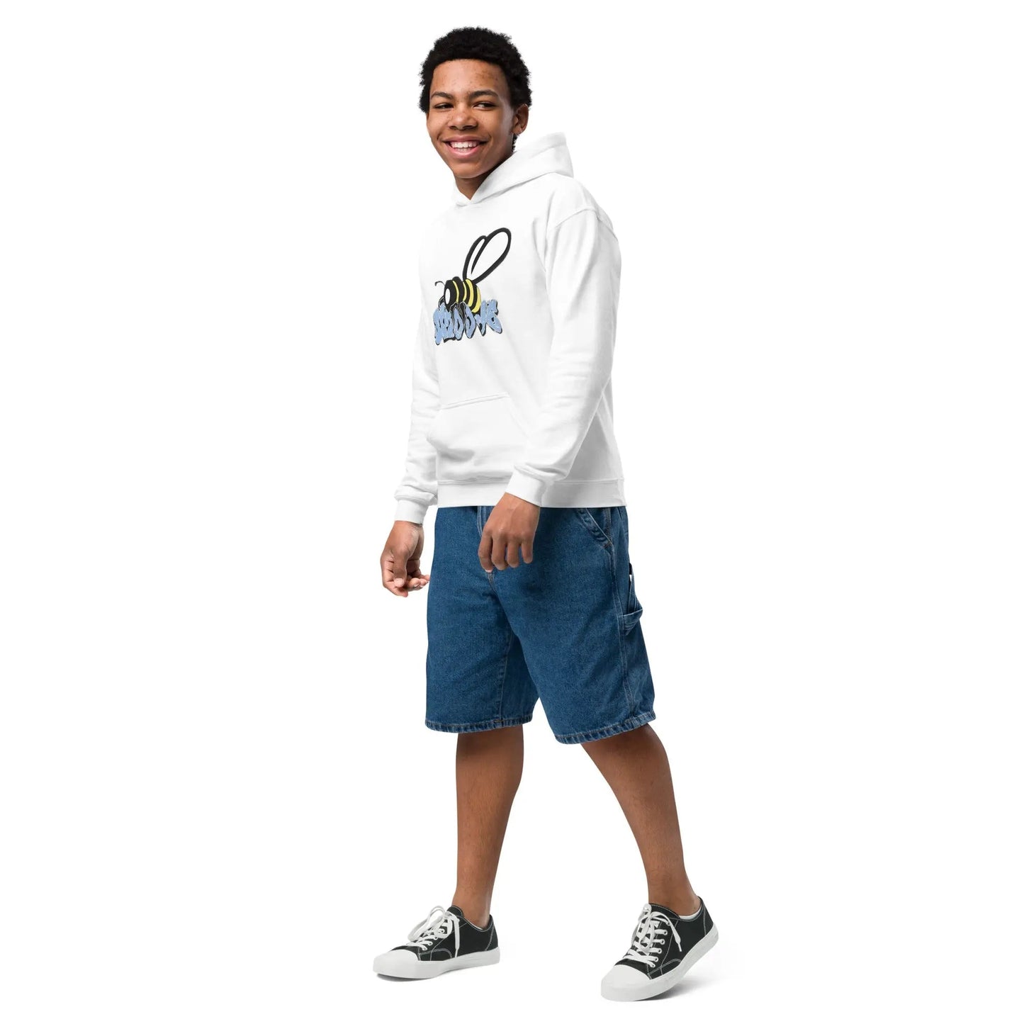 Beesmoove organic blue Youth heavy blend hoodie - Beesmoove