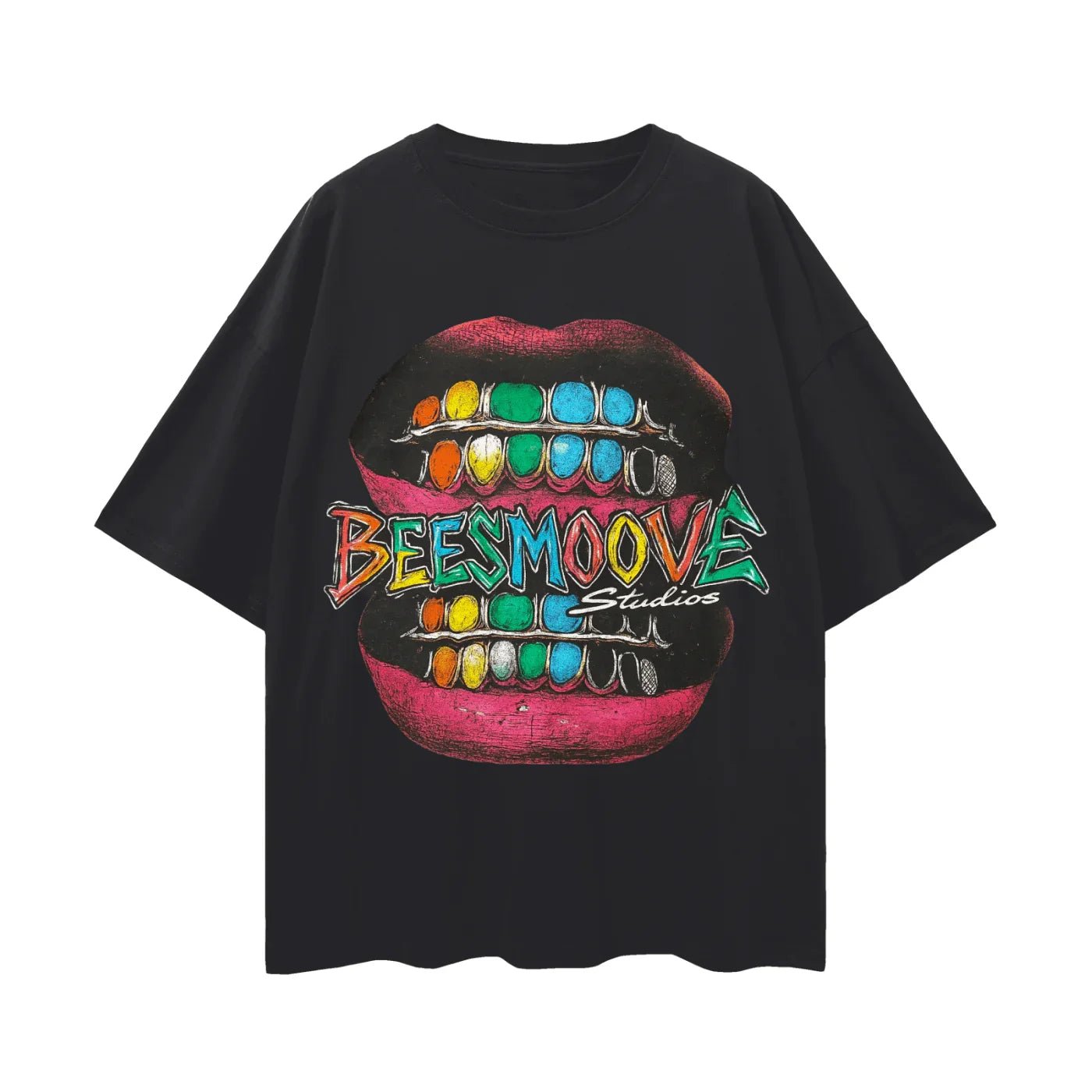 BEESMOOVE Painted Pressure Oversize Deep Drop Shoulder Tee - Beesmoove