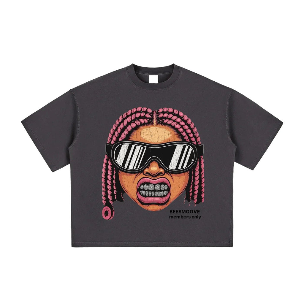 BEESMOOVE PINK PRESSURE Vintage Washed Boxy T-Shirt - Beesmoove