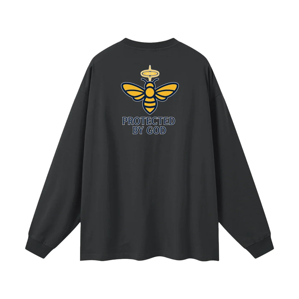 BEESMOOVE Protected by God Oversized Long Sleeve T-Shirt - Beesmoove