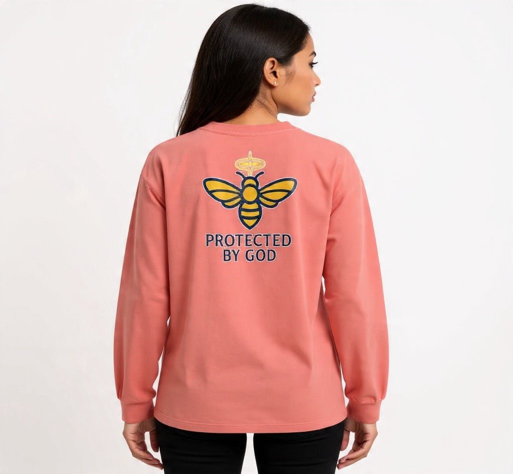 BEESMOOVE Protected by God Oversized Long Sleeve T-Shirt - Beesmoove