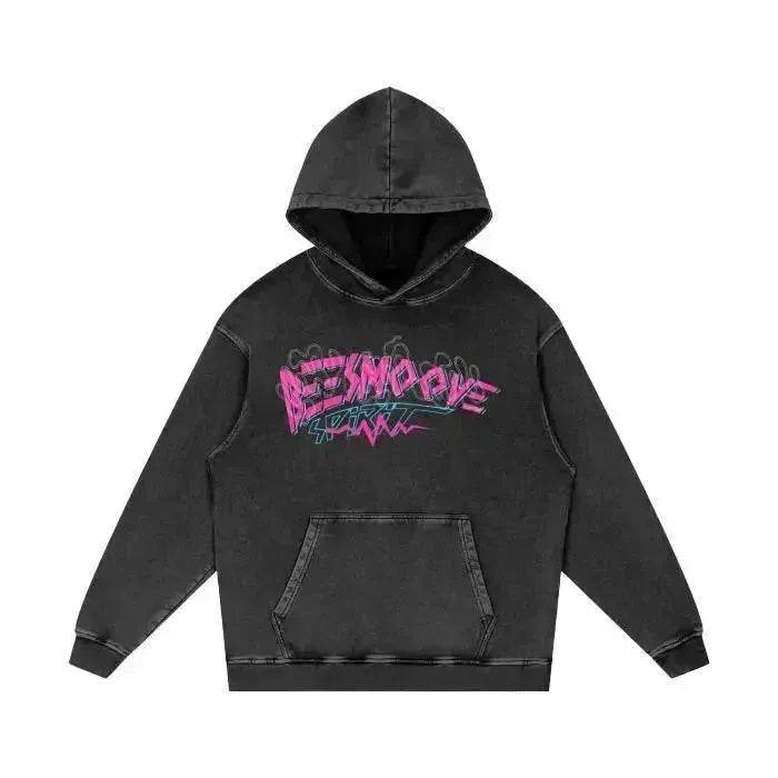 Beesmoove Pulse Effect Acid Wash Oversize Hoodie - Beesmoove