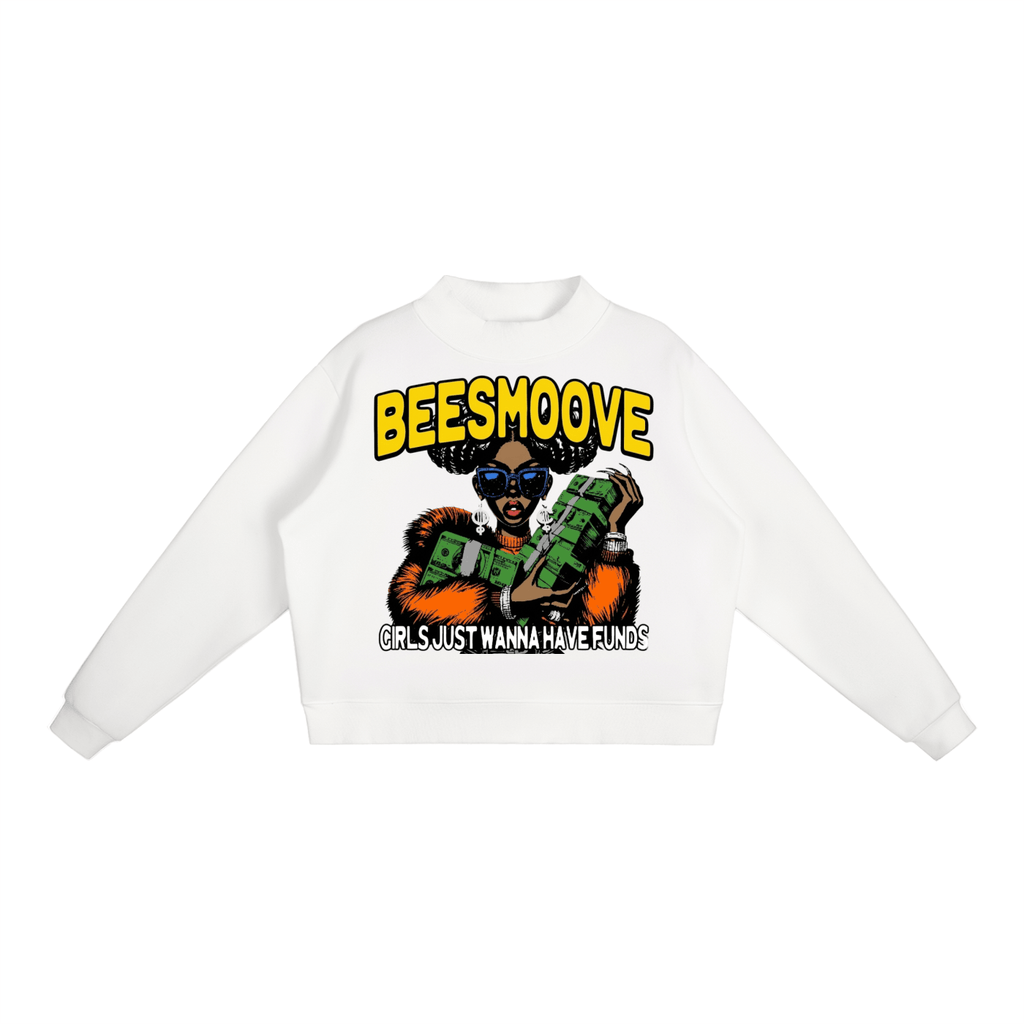 BEESMOOVE Queen of the Hive Mock - Neck Crew Sweatshirt - Beesmoove