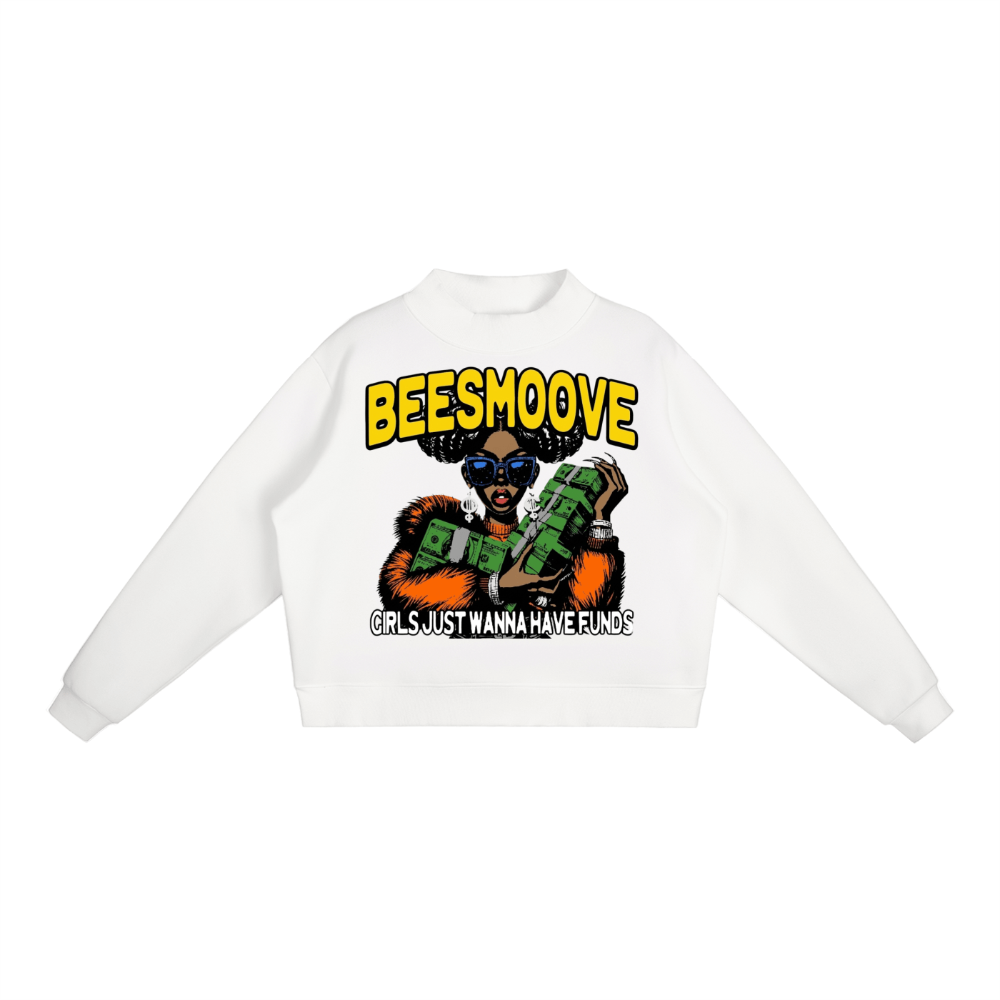 BEESMOOVE Queen of the Hive Mock - Neck Crew Sweatshirt - Beesmoove
