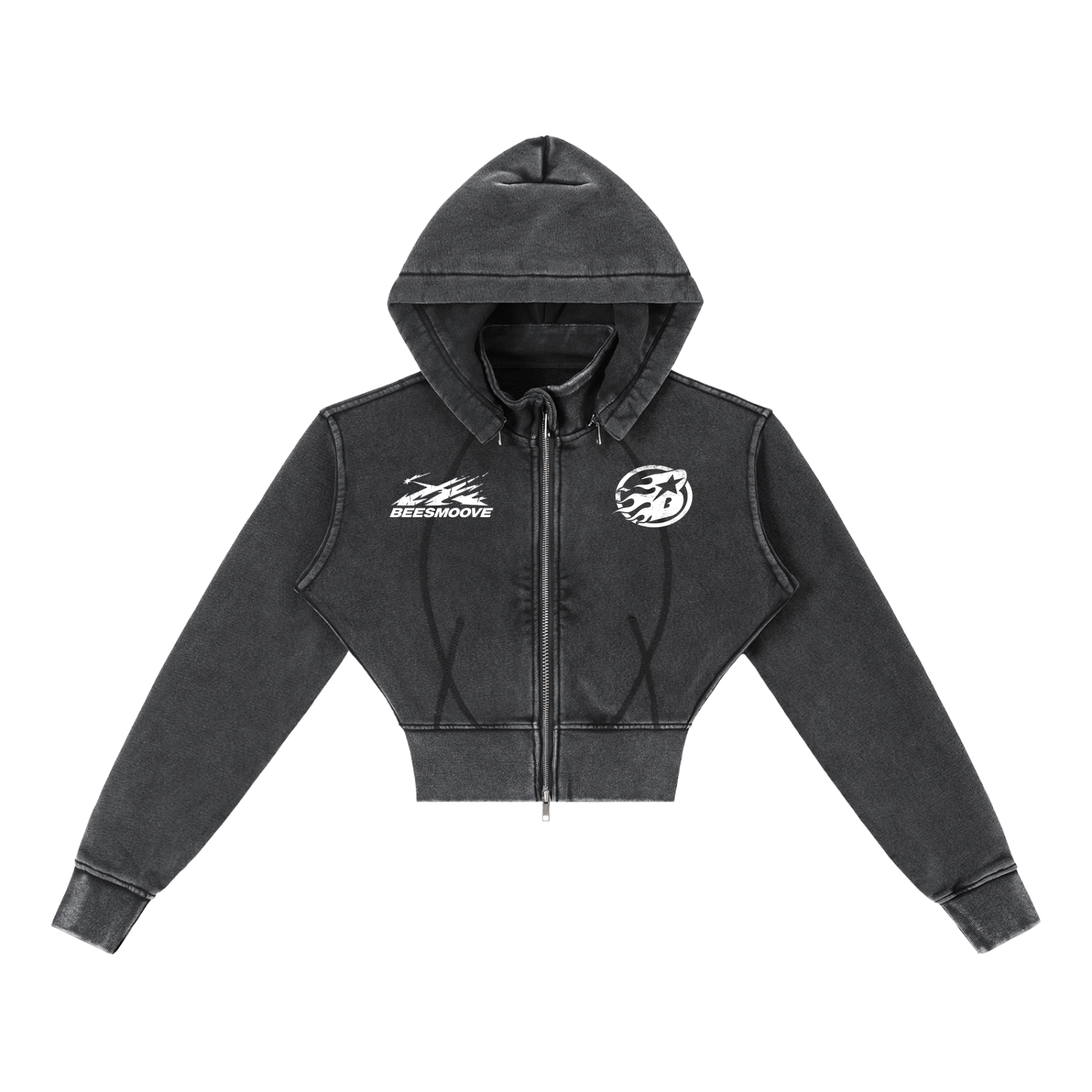 BEESMOOVE Queen’s Motion Vintage Washed Cropped Hoodie - Beesmoove