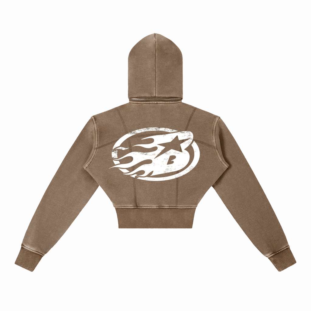 BEESMOOVE Queen’s Motion Vintage Washed Cropped Hoodie - Beesmoove