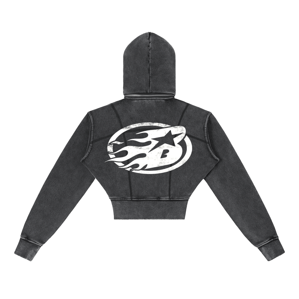 BEESMOOVE Queen’s Motion Vintage Washed Cropped Hoodie - Beesmoove