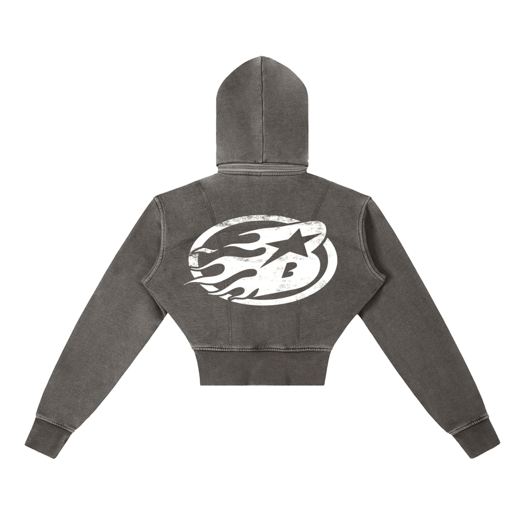 BEESMOOVE Queen’s Motion Vintage Washed Cropped Hoodie - Beesmoove