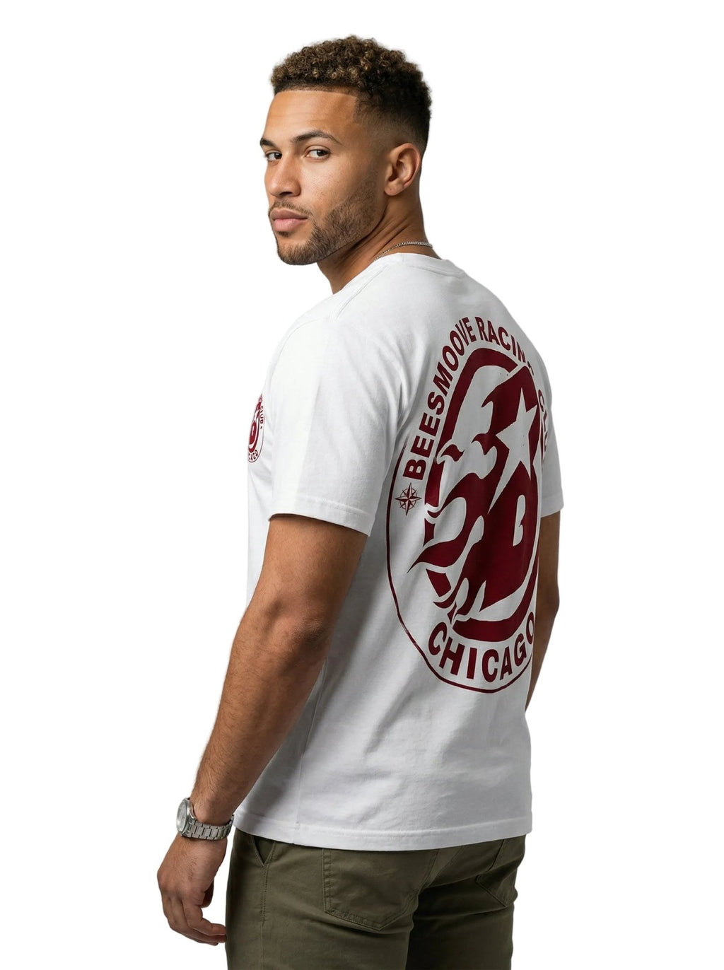 BEESMOOVE Racing Club: Flame Mark Edition White TEE - Beesmoove