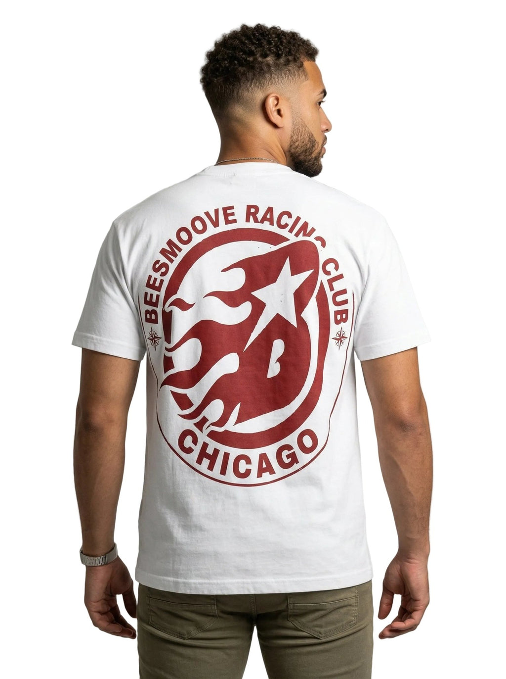 BEESMOOVE Racing Club: Flame Mark Edition White TEE - Beesmoove