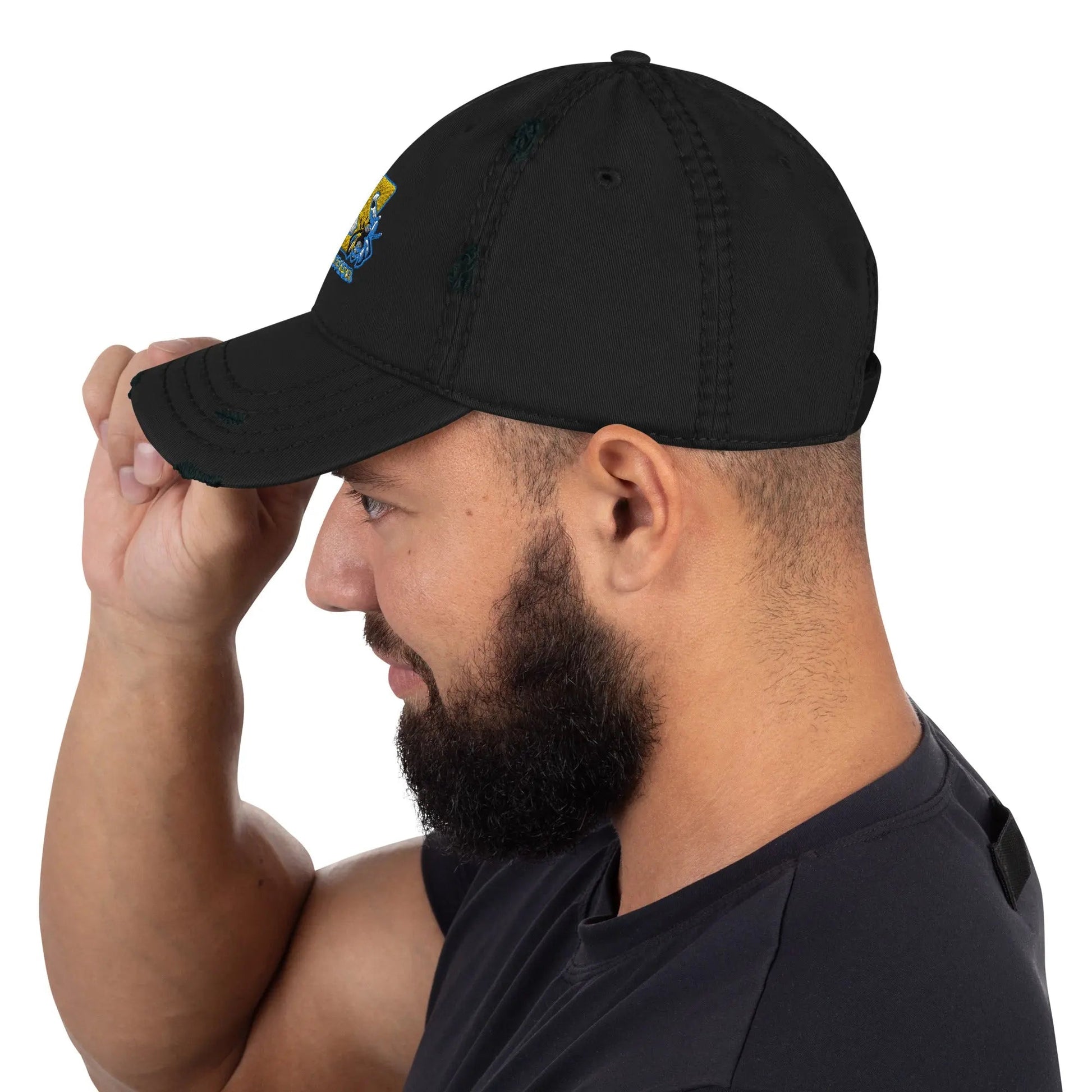 Beesmoove retro blue and yellow Distressed Dad Hat - Beesmoove