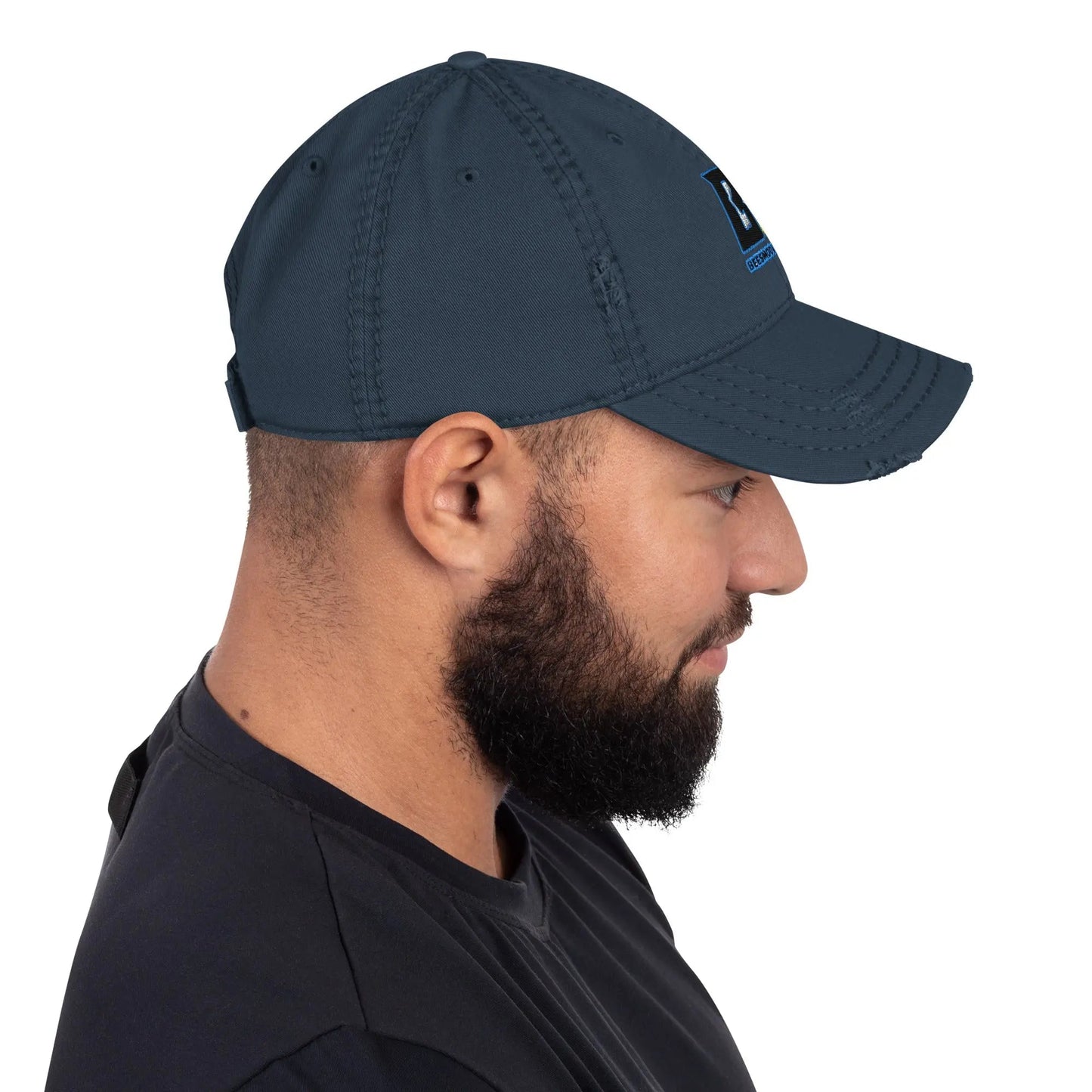 Beesmoove retro blue and yellow Distressed Dad Hat - Beesmoove