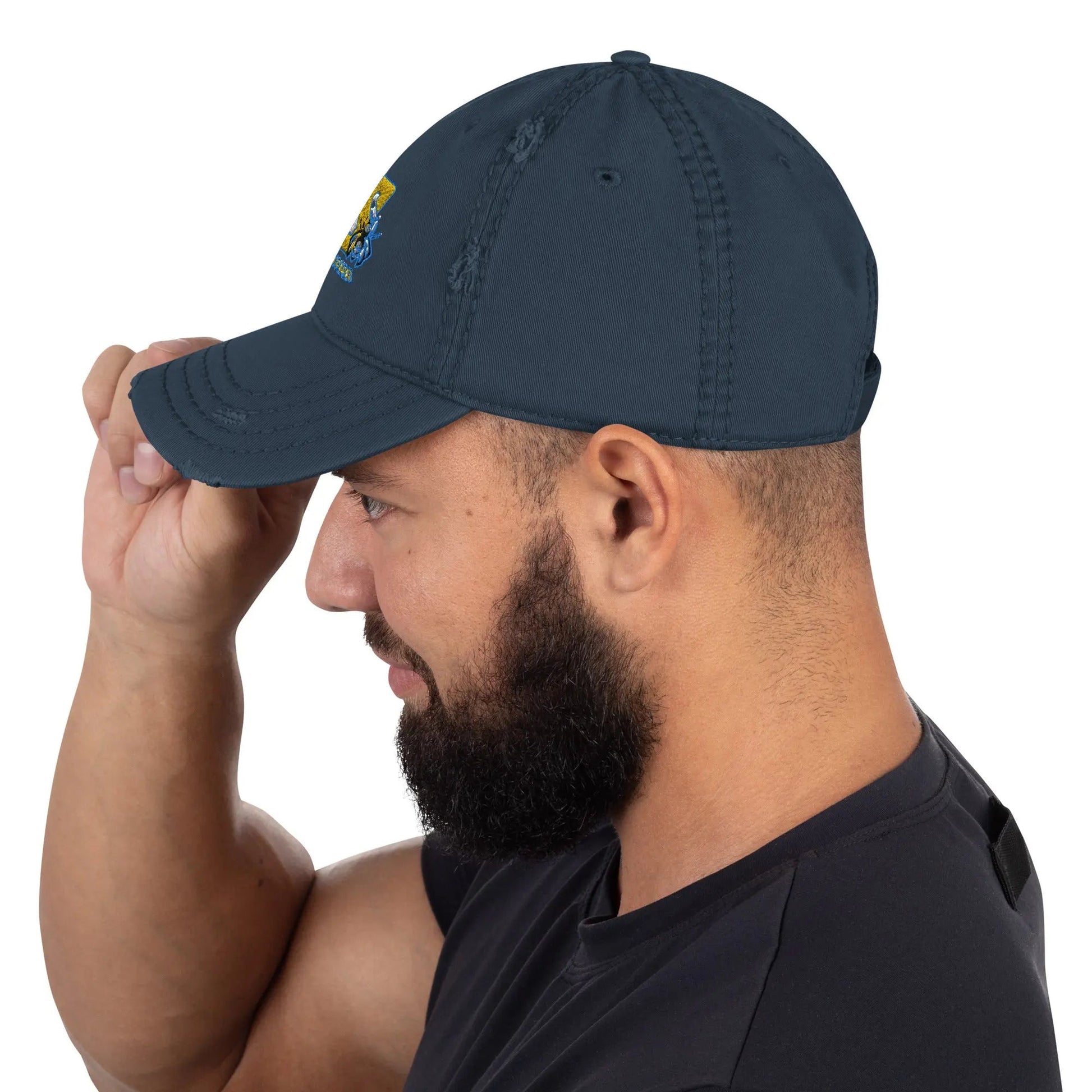 Beesmoove retro blue and yellow Distressed Dad Hat - Beesmoove