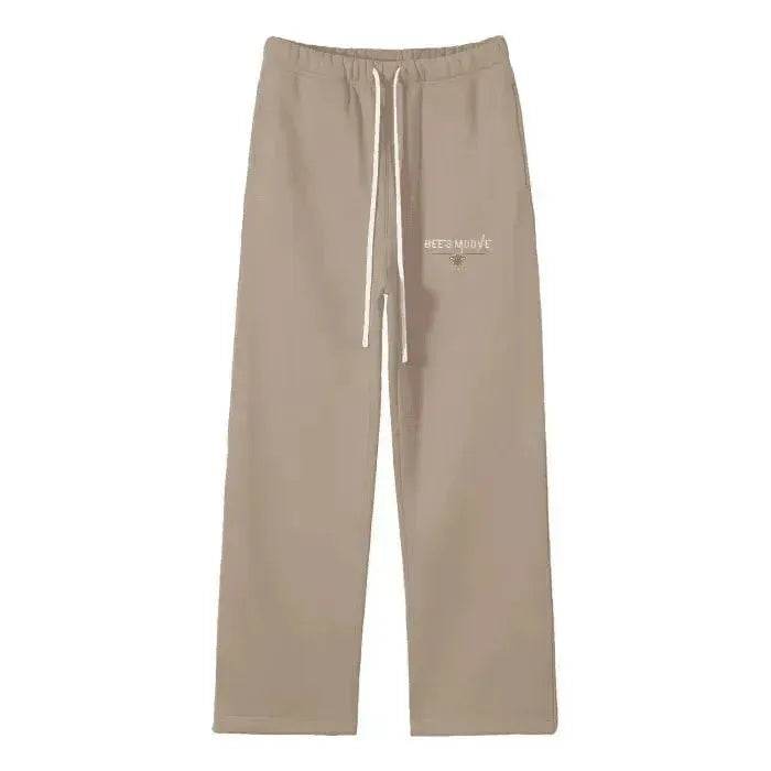 Beesmoove Signal Solid Color Fleece Straight Leg Pants - Beesmoove