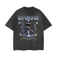 BEESMOOVE Skeletal Surge Vintage Wash Frayed T-Shirt - Beesmoove