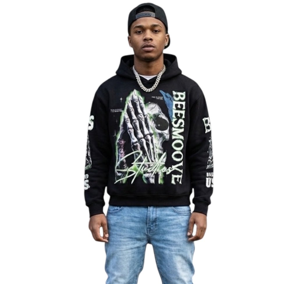 BEESMOOVE Skeleton Prayer Boxy Hoodie - Beesmoove