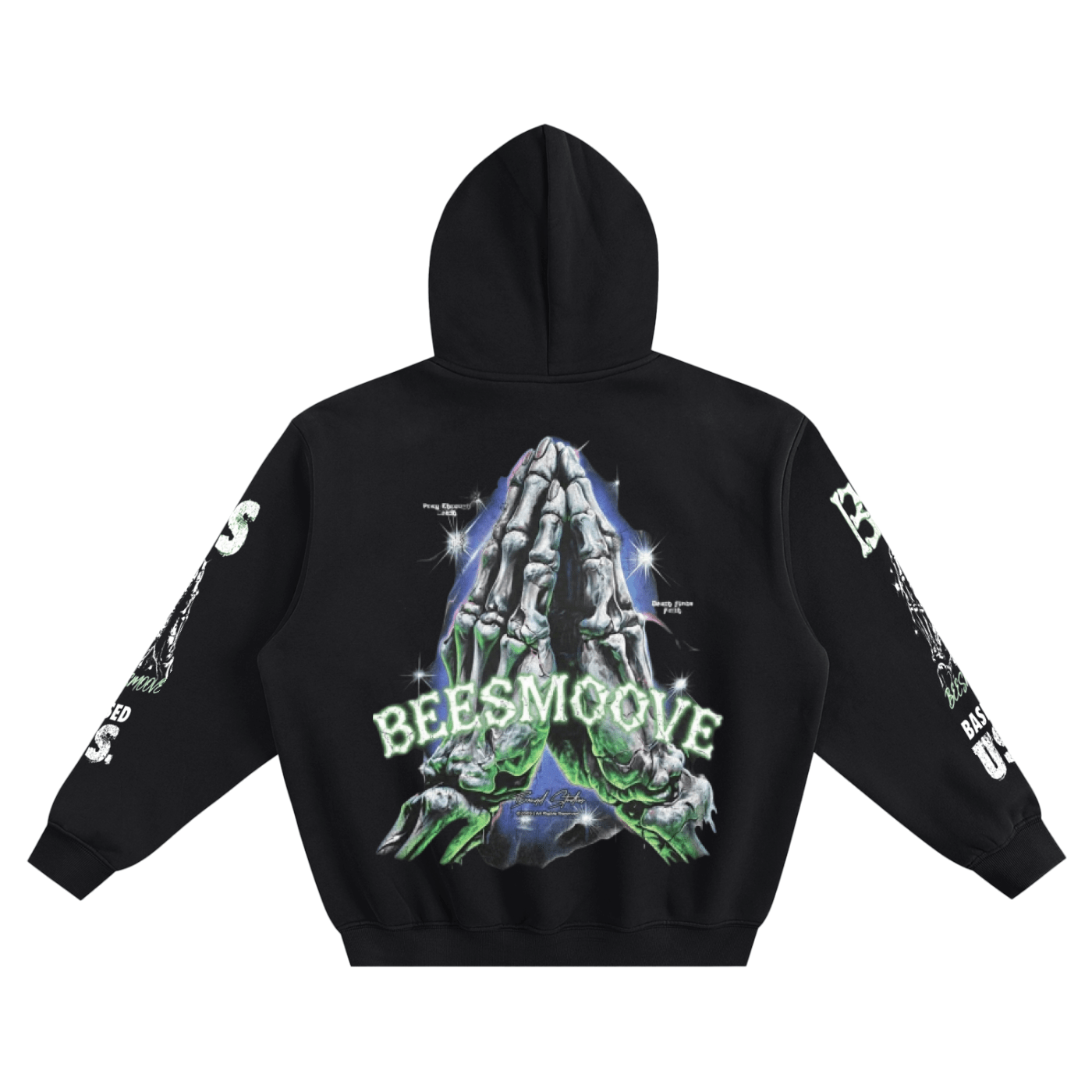 BEESMOOVE Skeleton Prayer Boxy Hoodie - Beesmoove