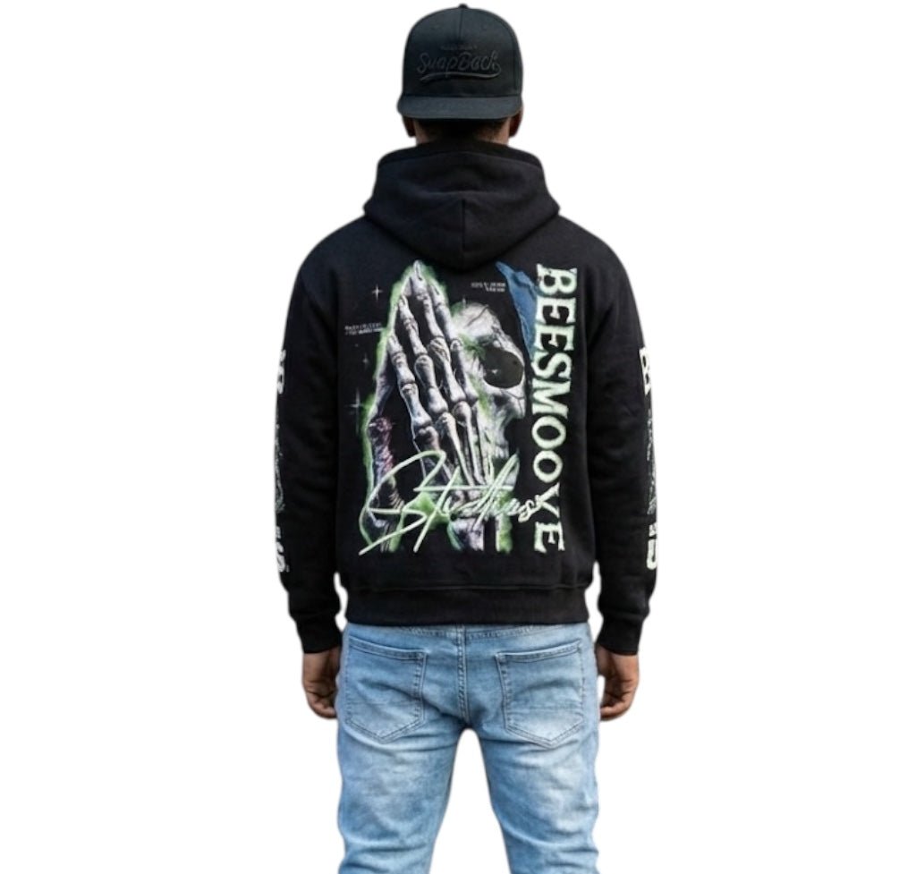 BEESMOOVE Skeleton Prayer Boxy Hoodie - Beesmoove
