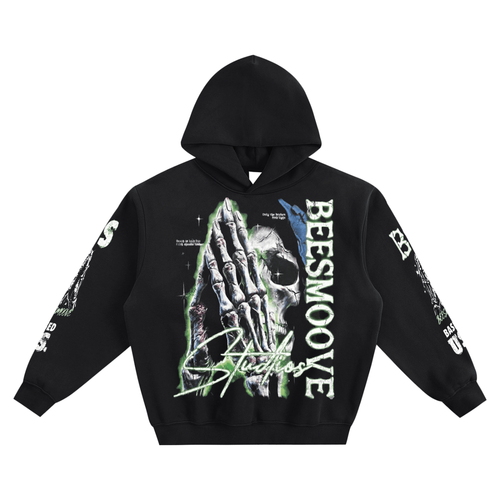 BEESMOOVE Skeleton Prayer Boxy Hoodie - Beesmoove