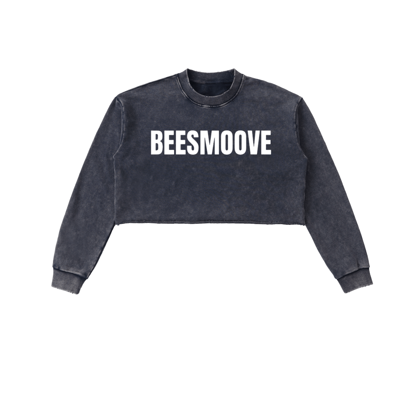 BEESMOOVE Snow Washed Raw Edge Cropped Sweatshirt - Beesmoove