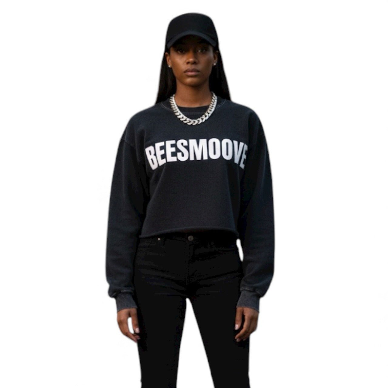 BEESMOOVE Snow Washed Raw Edge Cropped Sweatshirt - Beesmoove