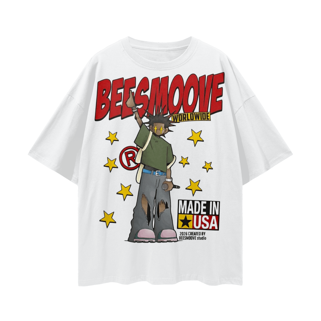 BEESMOOVE Starbound Streetwear Loose Drop Shoulder T-Shirt - Beesmoove
