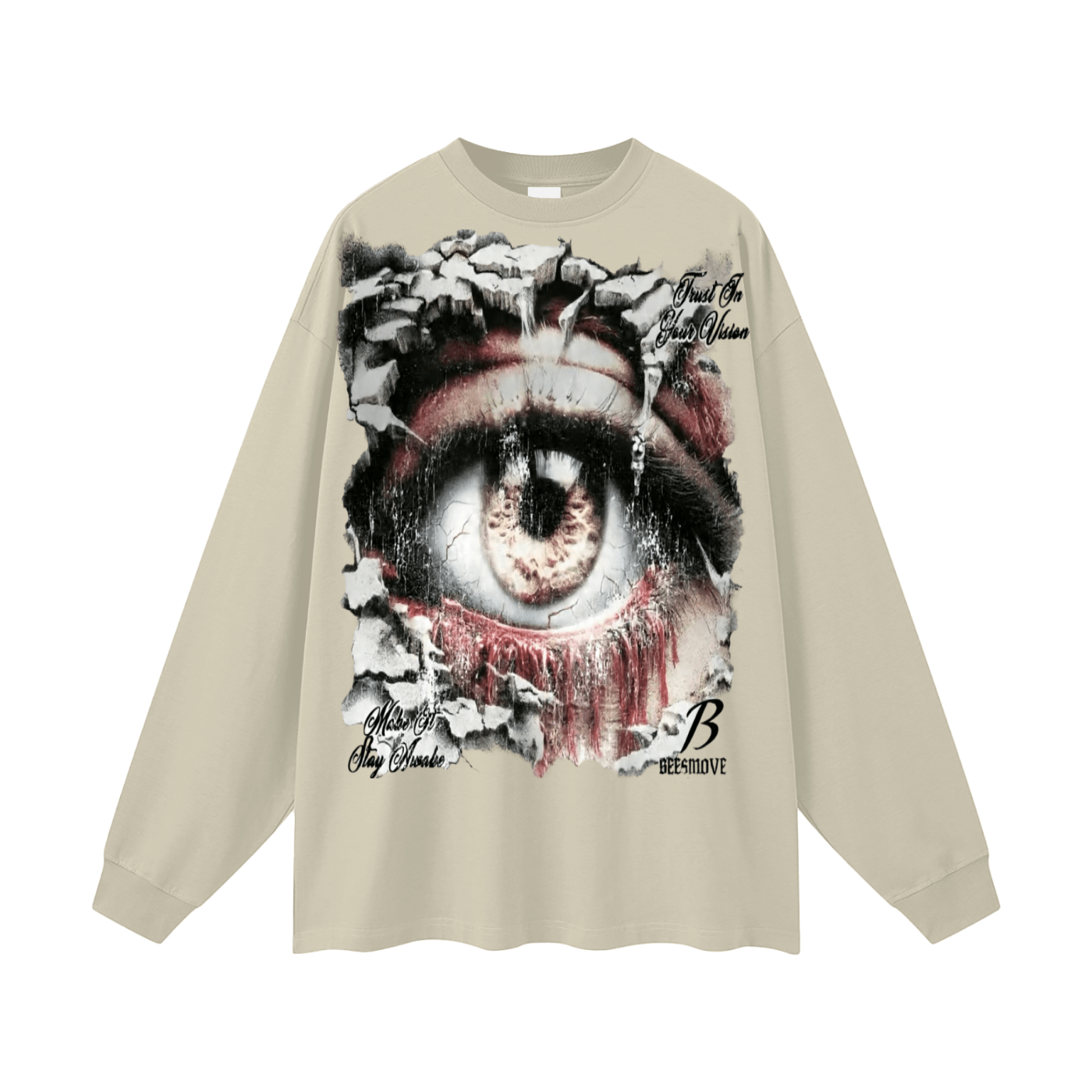 BEESMOOVE Stay Aware Oversized Long Sleeve T-Shirt - Beesmoove