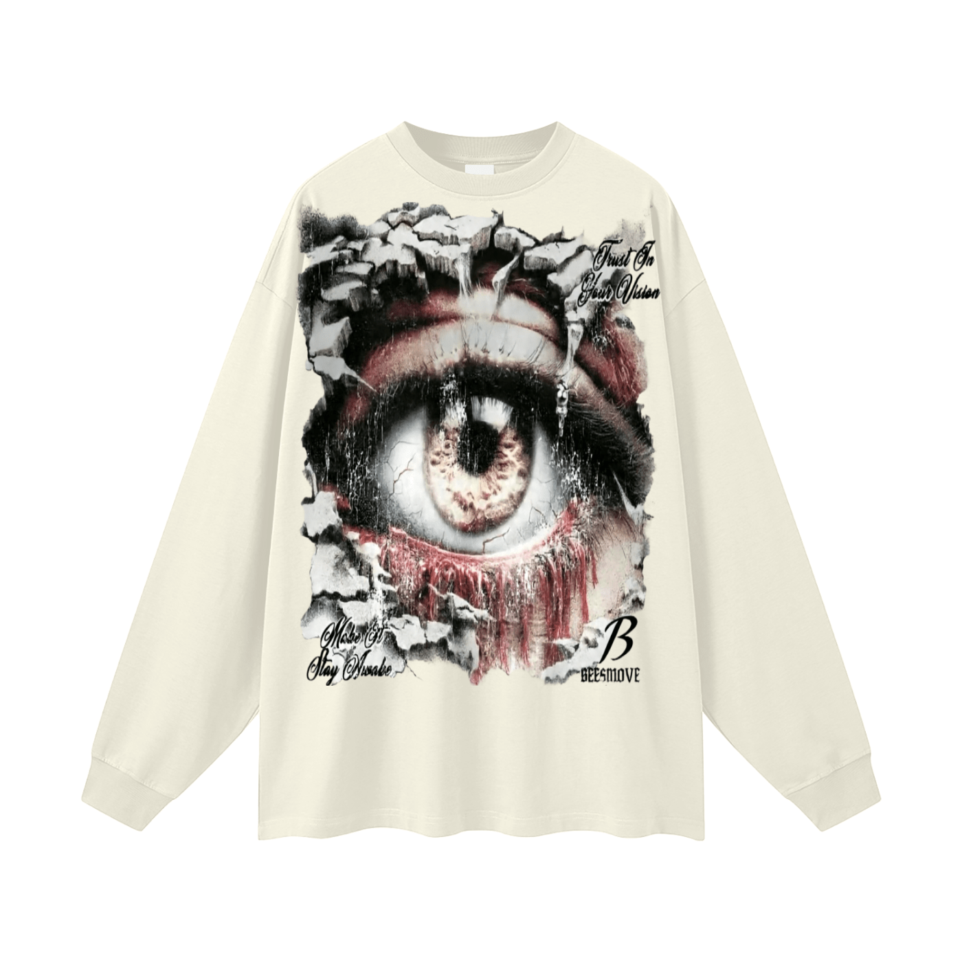BEESMOOVE Stay Aware Oversized Long Sleeve T-Shirt - Beesmoove