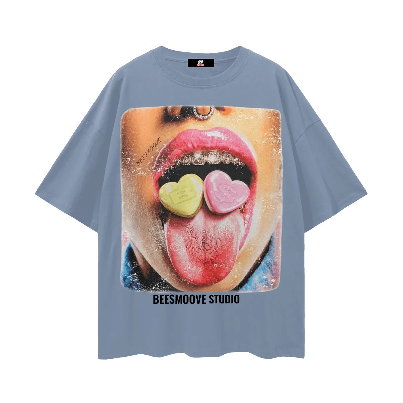 BEESMOOVE Sugar Tongue Oversize Deep Drop Shoulder Tee - Beesmoove