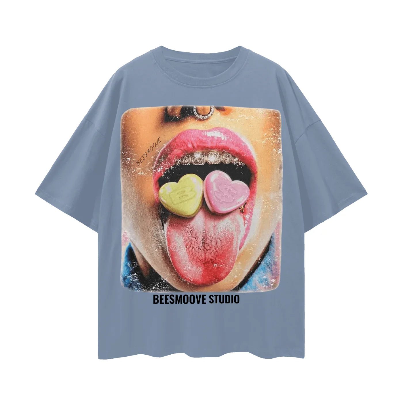 BEESMOOVE Sugar Tongue Oversize Deep Drop Shoulder Tee - Beesmoove