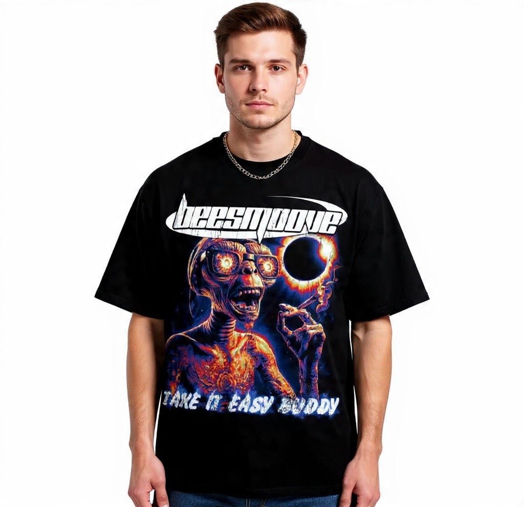 BEESMOOVE Take It Easy Buddy Oversize Washed Tee - Beesmoove