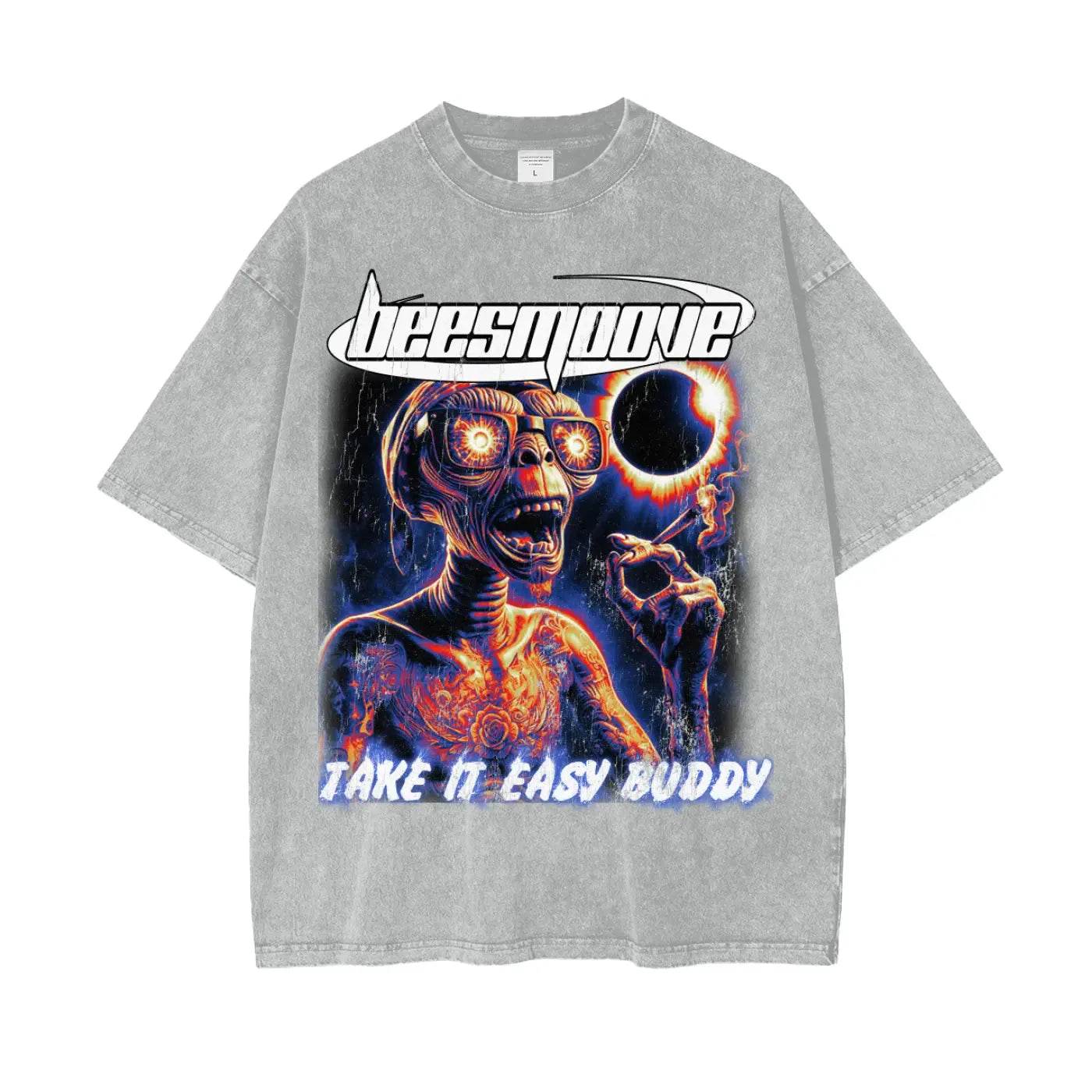 BEESMOOVE Take It Easy Buddy Oversize Washed Tee - Beesmoove