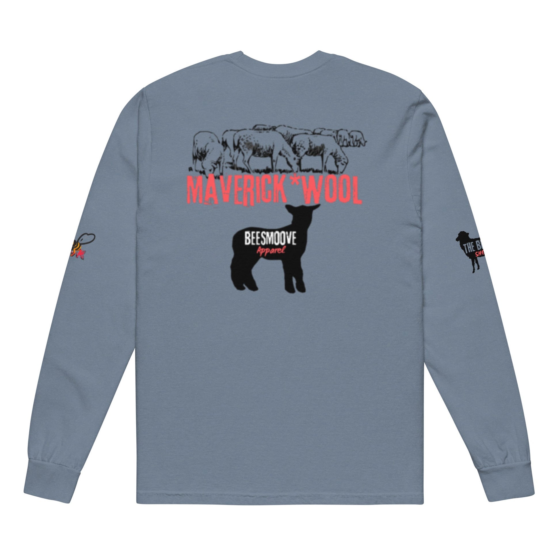 Beesmoove the black sheep red on white Garment - dyed heavyweight long - sleeve shirt - Beesmoove