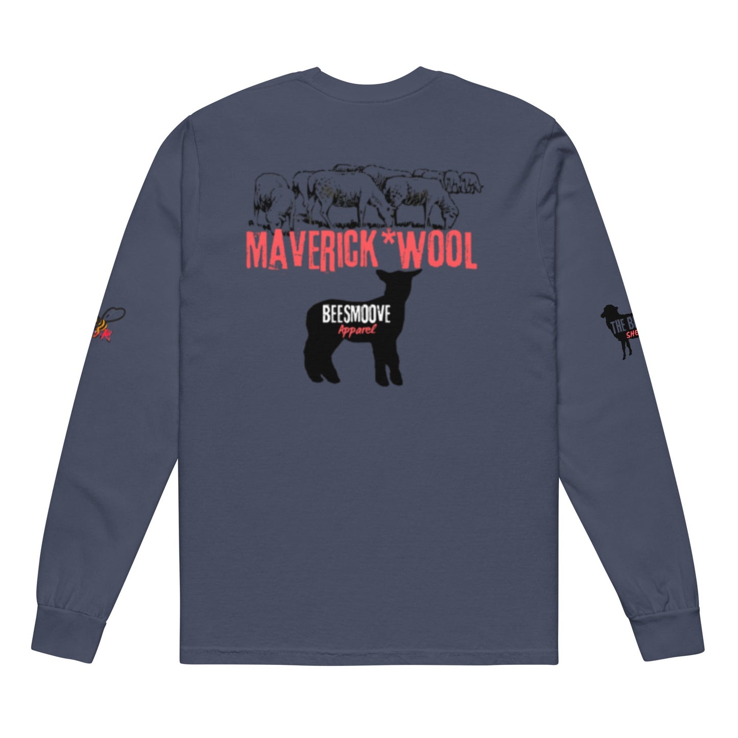 Beesmoove the black sheep red on white Garment - dyed heavyweight long - sleeve shirt - Beesmoove