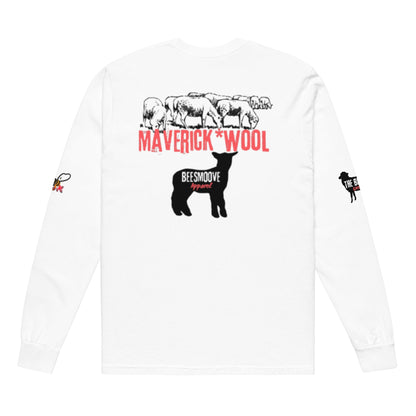 Beesmoove the black sheep red on white Garment - dyed heavyweight long - sleeve shirt - Beesmoove