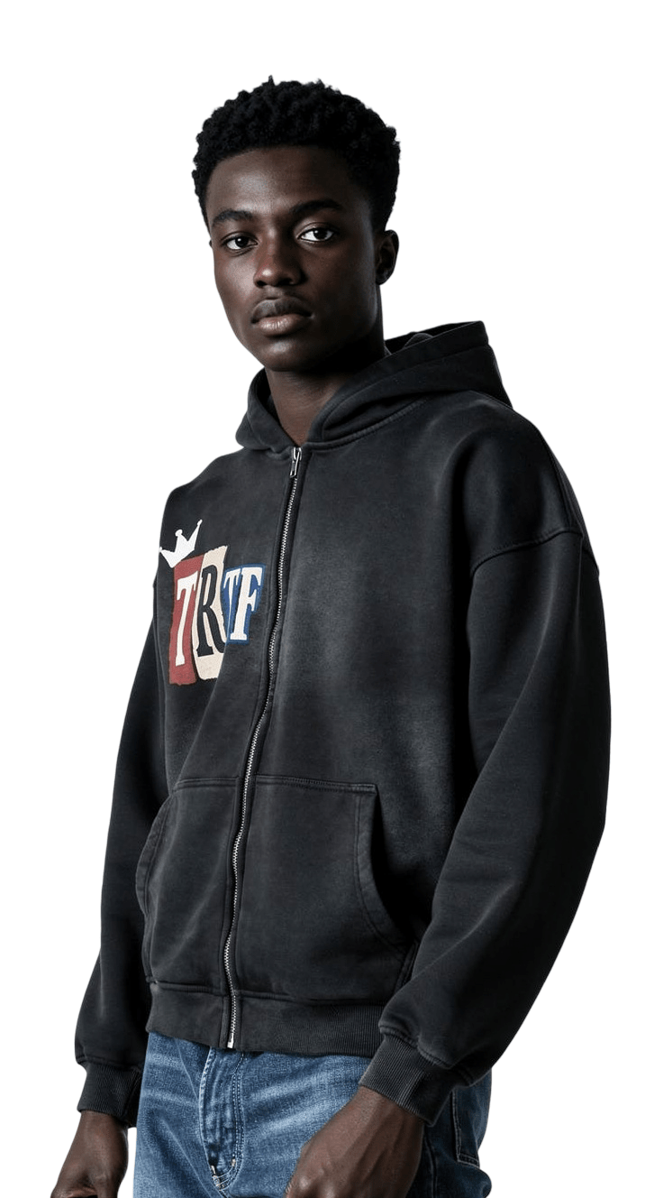 BEESMOOVE Too Real to Fold Edition Zipper Boxy Fleece Hoodie - Beesmoove