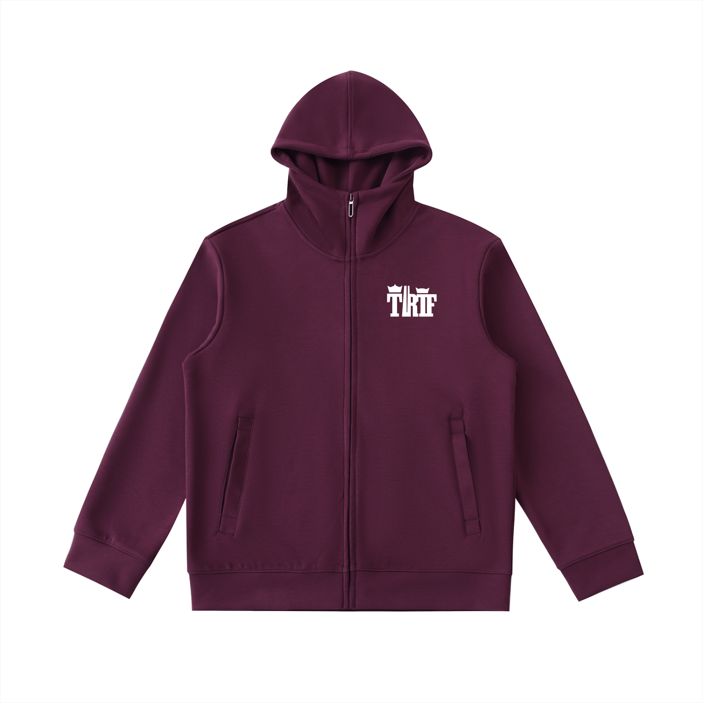 BEESMOOVE T.R.T.F Essential Heavyweight High Neck Zip - Up Hoodie - Beesmoove