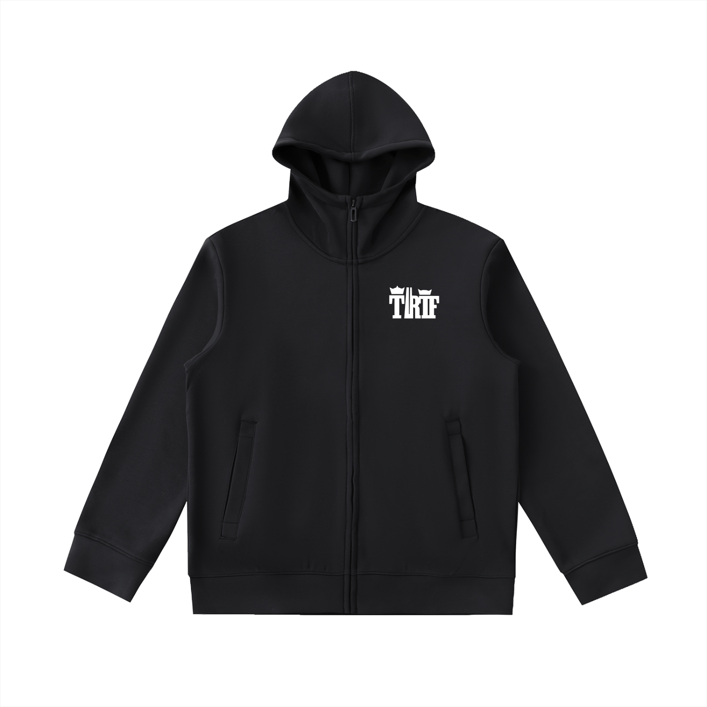BEESMOOVE T.R.T.F Essential Heavyweight High Neck Zip - Up Hoodie - Beesmoove