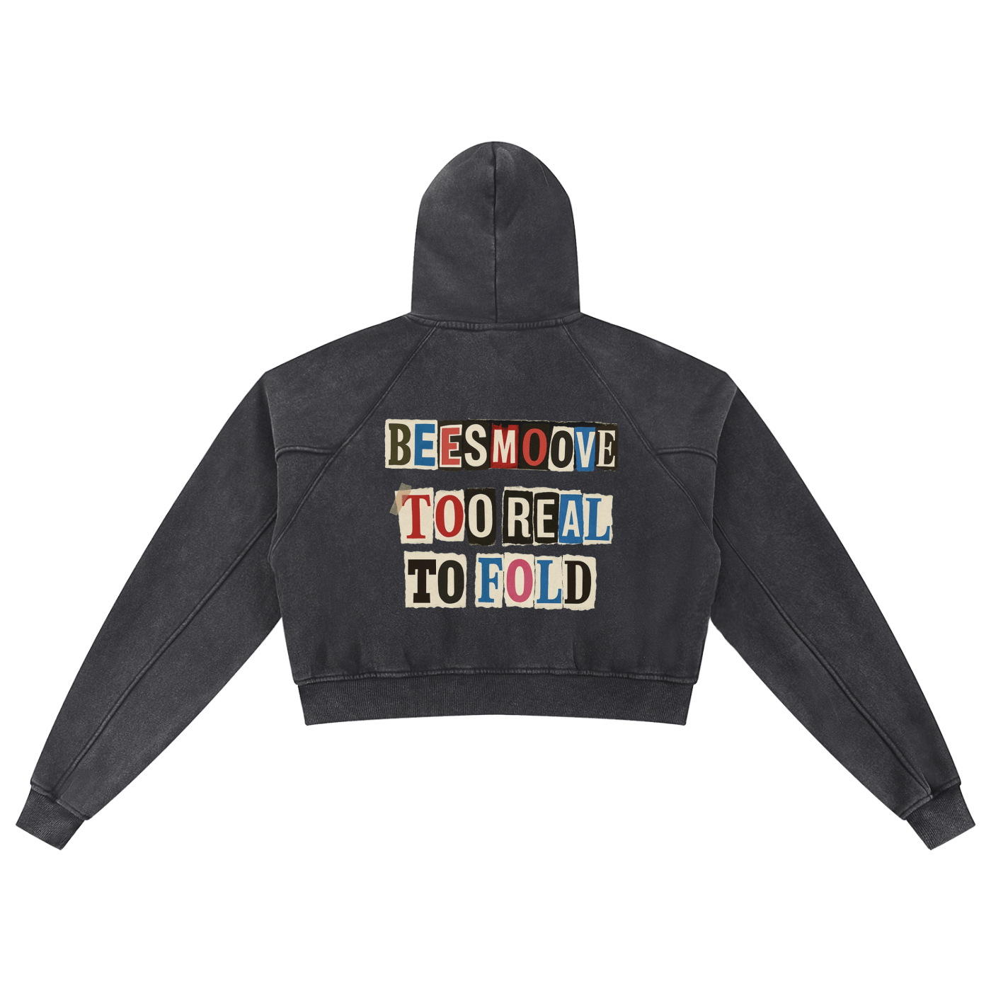 BEESMOOVE T.R.T.F Snow Washed Cropped Hoodie - Beesmoove