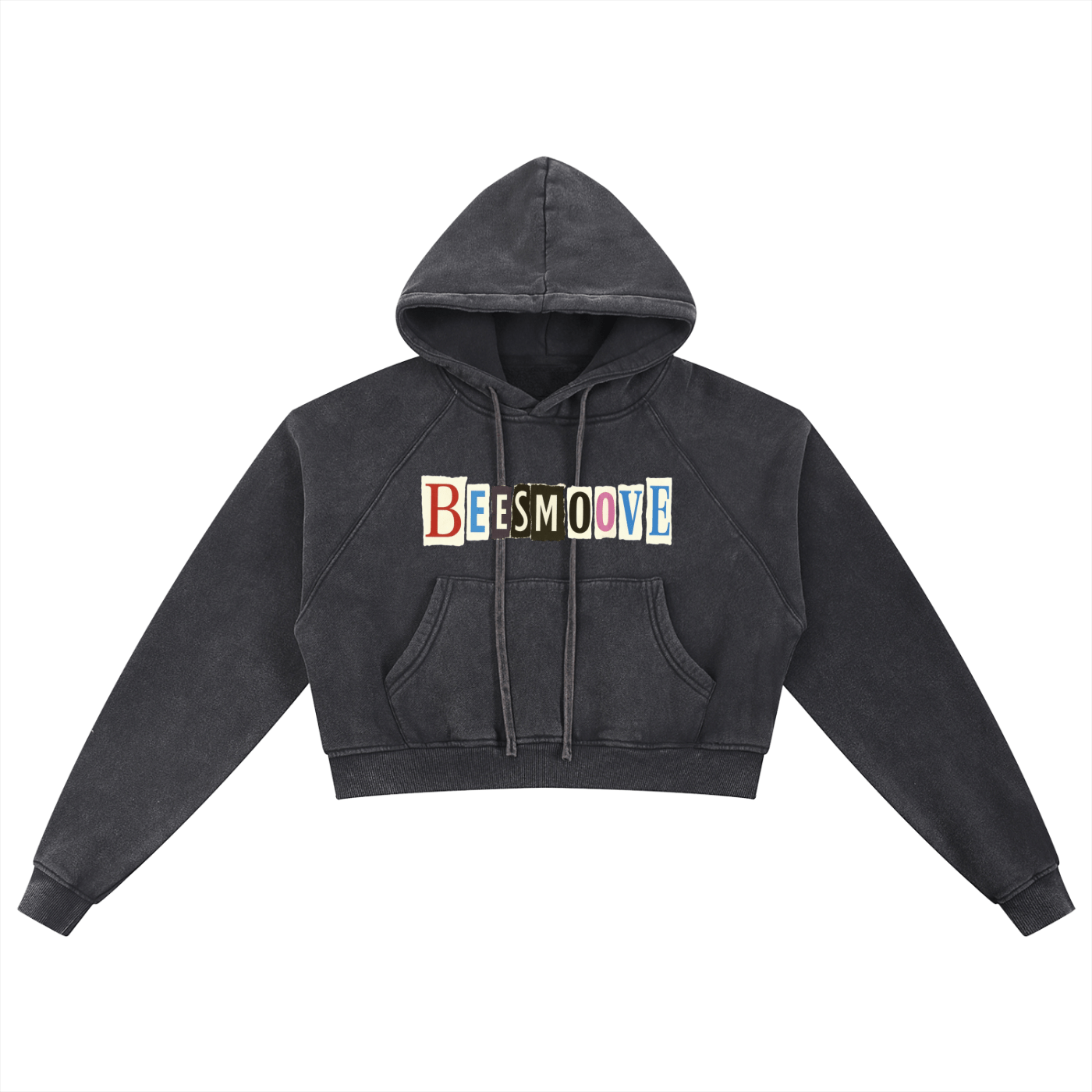 BEESMOOVE T.R.T.F Snow Washed Cropped Hoodie - Beesmoove