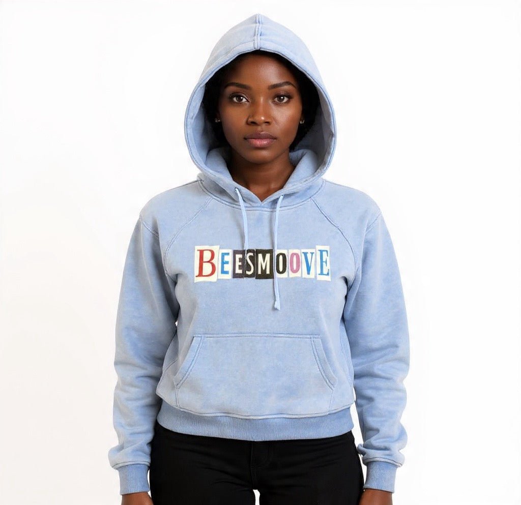 BEESMOOVE T.R.T.F Snow Washed Cropped Hoodie - Beesmoove