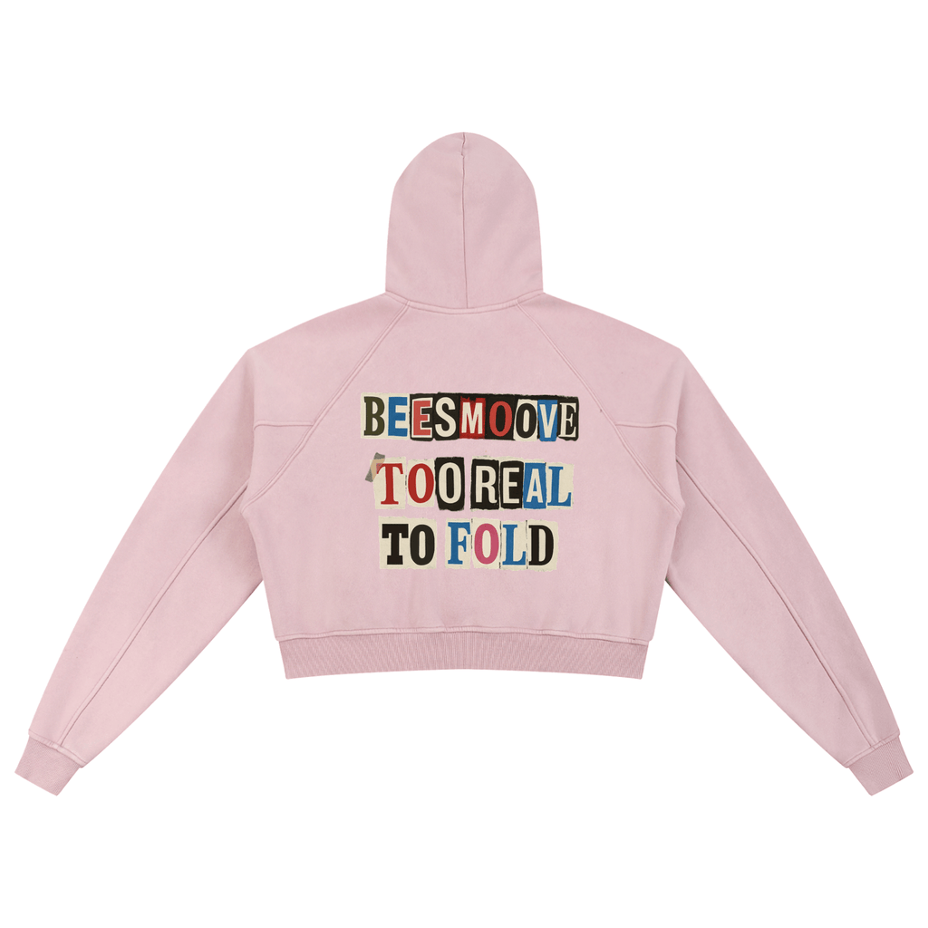 BEESMOOVE T.R.T.F Snow Washed Cropped Hoodie - Beesmoove