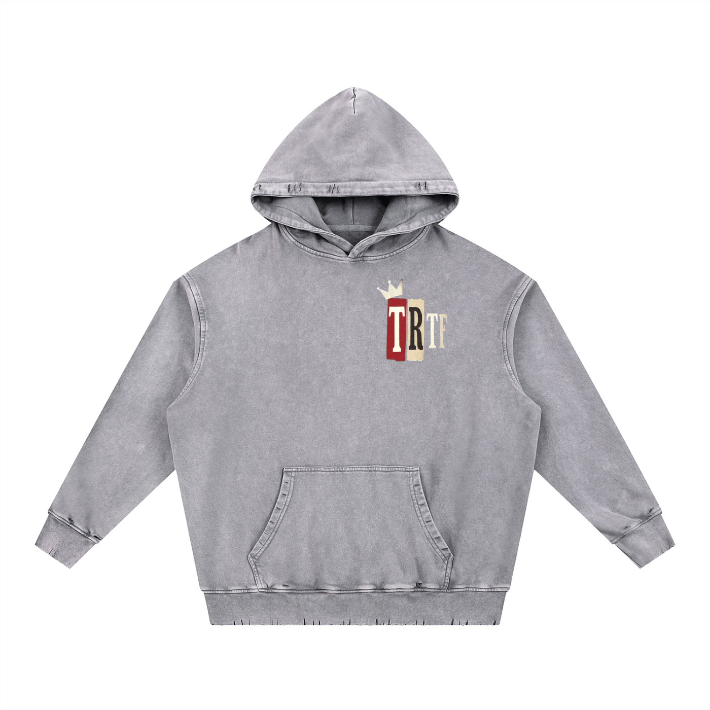 BEESMOOVE T.R.T.F Wash Hand - Frayed Heavyweight Hoodie - Beesmoove