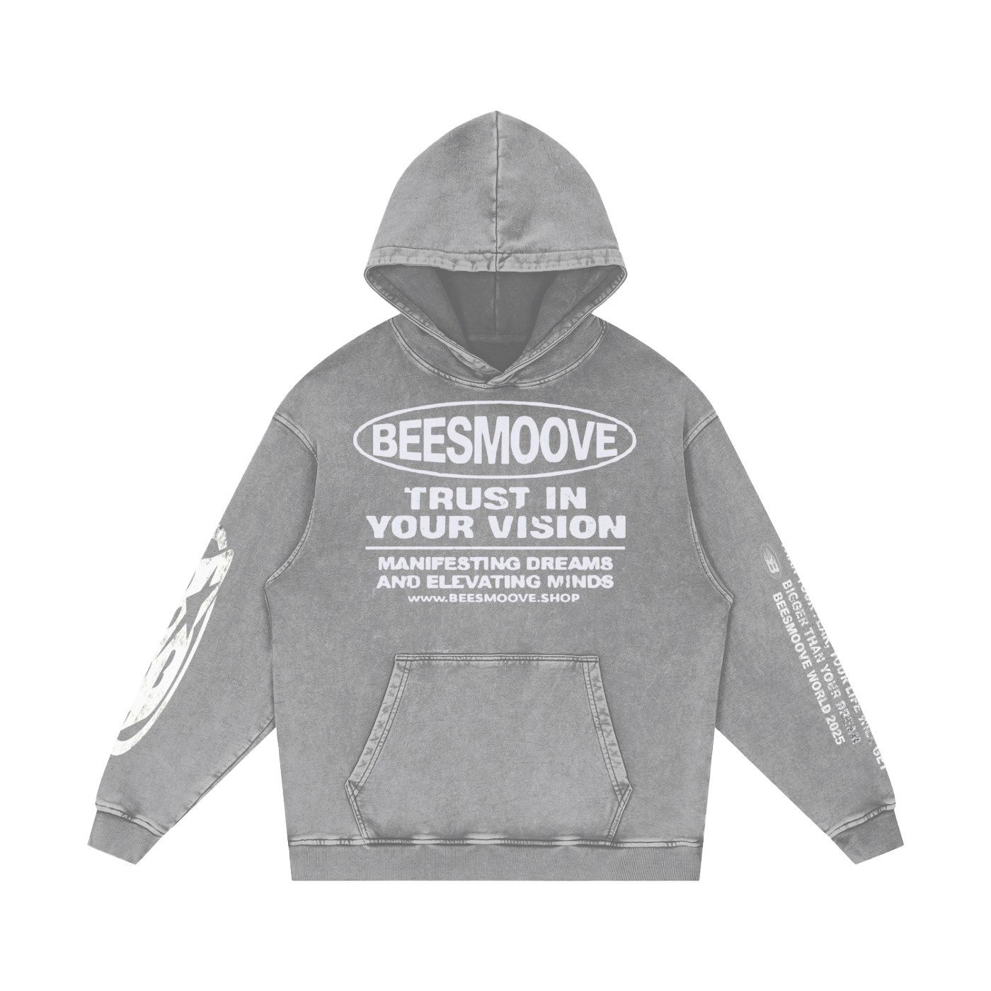 BEESMOOVE Trust in your vision Washed Loose Cotton Hoodie - Beesmoove