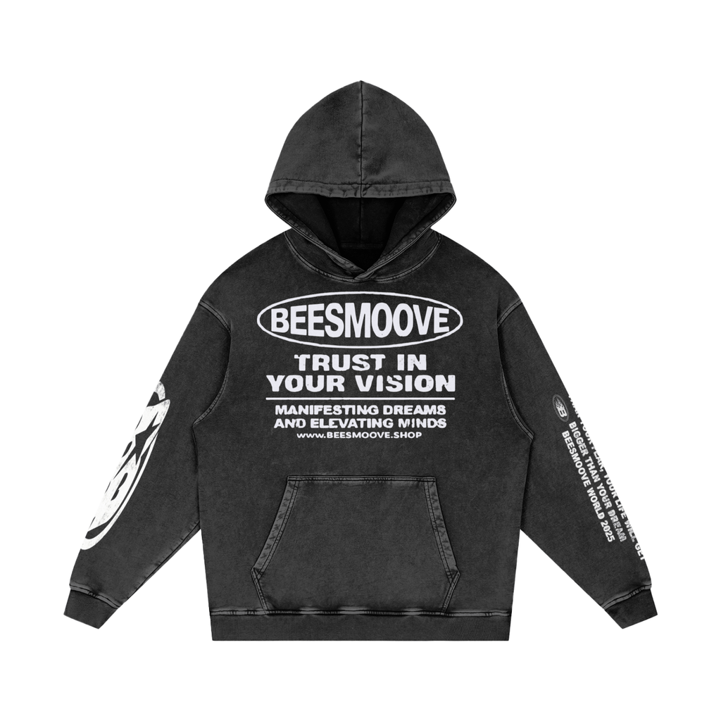 BEESMOOVE Trust in your vision Washed Loose Cotton Hoodie - Beesmoove