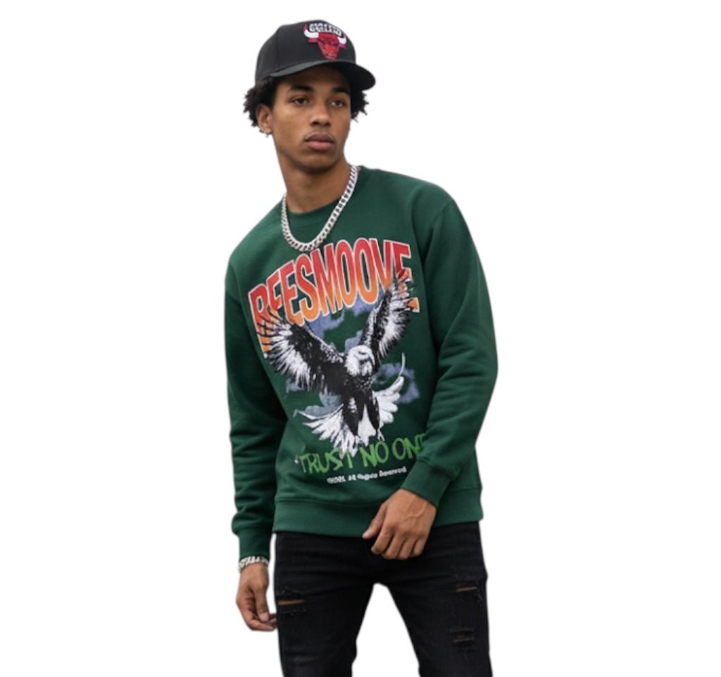 BEESMOOVE Trust No One Drop Shoulder Crewneck Sweatshirt - Beesmoove