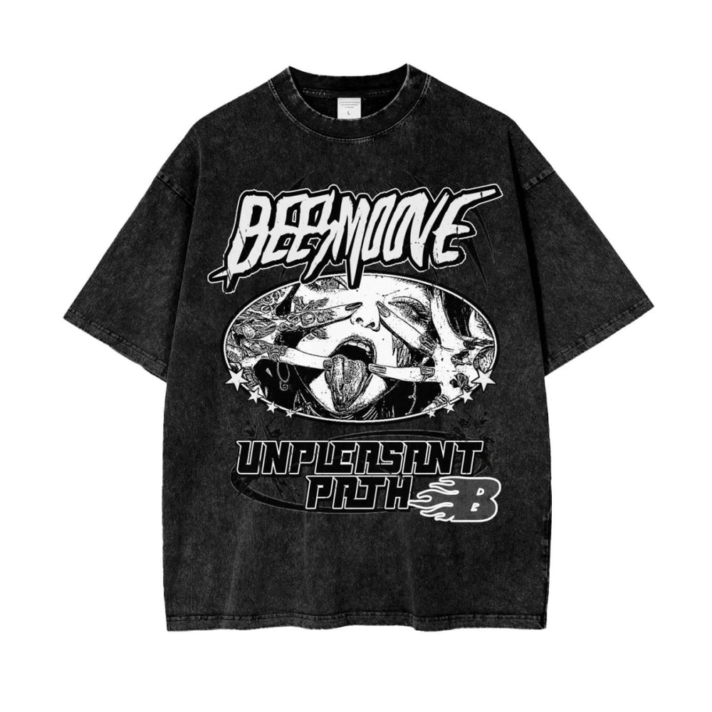 Beesmoove Unpleasant Odyssey Oversize Snow Washed T-Shirt - Beesmoove