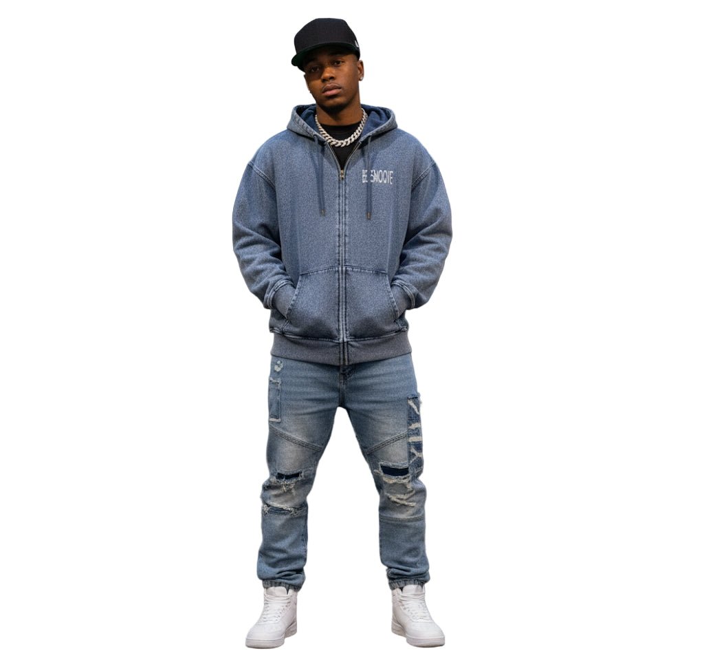 BEESMOOVE Urban Current Wash Oversized Zip - Up Hoodie - Beesmoove